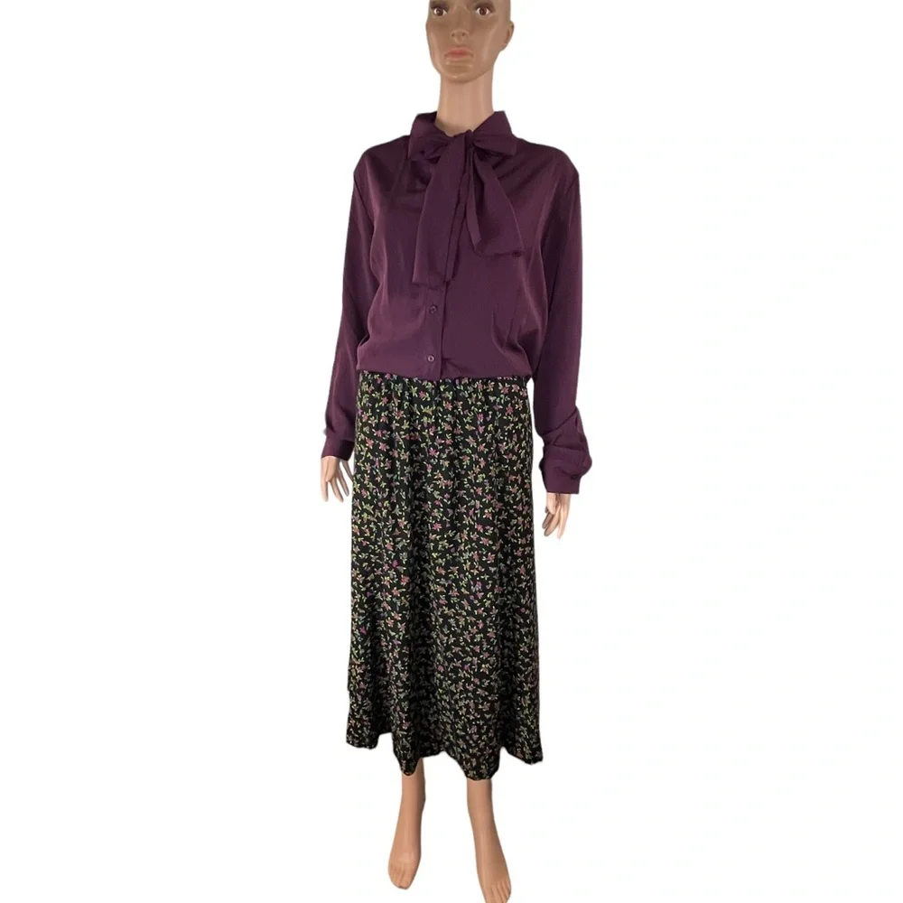 Liz Claiborne Black Floral Midi Skirt - Picture 7 of 10